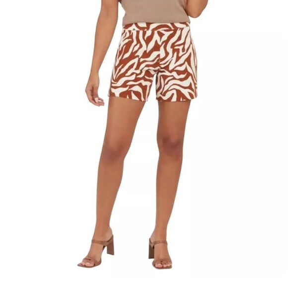 Spanx Shorts Clay Zebra Print High-Waisted Shaping Stretch Women's Size Small - Picture 1 of 8